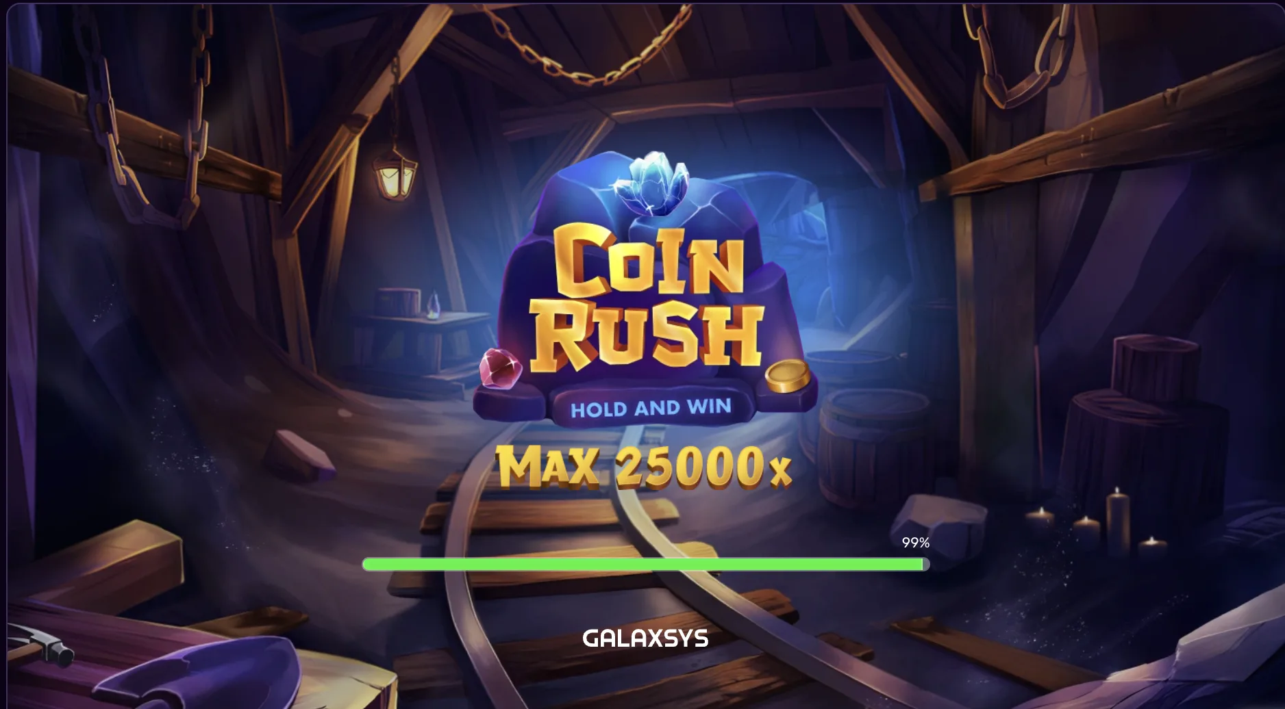 Coin Rush loading screen showing 25,000x max win