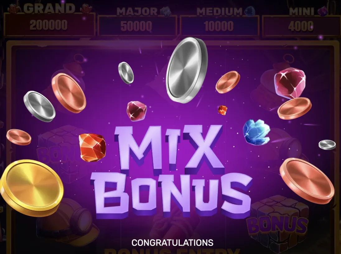 Coin Rush M1x bonus win screen from the released Galaxsys slot